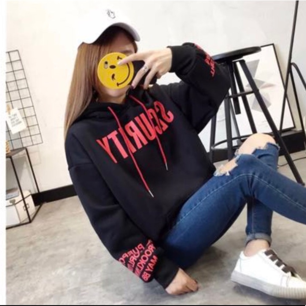 Security black and red hoodie